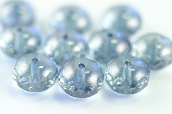 10pc 9x6mm FACETED GEMSTONE STYLE DONUT LUSTER TRANSPARENT BLUE CZECH GLASS CZ088-10